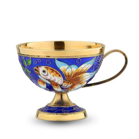 СЕРЕБРЯНАЯ ЧАЙНАЯ ЧАШКА "РЫБКИ" - РУССКИЕ САМОЦВЕТЫ