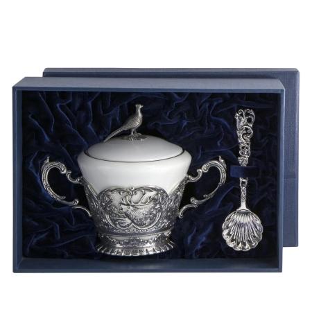 СЕРЕБРЯНАЯ САХАРНИЦА "КОРОЛЕВСКАЯ ОХОТА" С ЛОЖКОЙ – АРГЕНТА