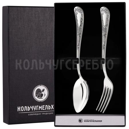 СТОЛОВЫЙ НАБОР ИЗ МЕЛЬХИОРА "ГЛОРИЯ" С ЧЕРНЕНИЕМ (2 ПРЕДМЕТА) – МСТЕРСКИЙ ЮВЕЛИР