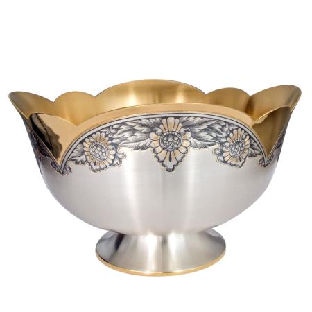 СЕРЕБРЯНАЯ ВАЗА-САЛАТНИЦА С ПОЗОЛОТОЙ  АРТ. 40130083А06 – СЕВЕРНАЯ ЧЕРНЬ