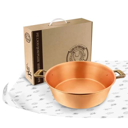 МЕДНЫЙ ТАЗ ДЛЯ ВАРЕНЬЯ С РУЧКАМИ "ГЛАДКИЙ" (6 ЛИТРОВ) – КОЛЬЧУГИНСКИЙ МЕЛЬХИОР