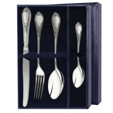 СЕРЕБРЯНЫЙ СТОЛОВЫЙ НАБОР "СИЛЬВИЯ" (4 ПРЕДМЕТА) – МСТЕРСКИЙ ЮВЕЛИР