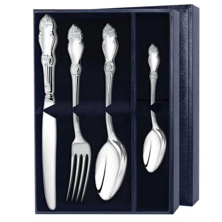 СЕРЕБРЯНЫЙ СТОЛОВЫЙ НАБОР "СЕРЕБРЯНАЯ РОЗА" (4 ПРЕДМЕТА) – АРГЕНТА