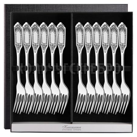 СЕРЕБРЯНЫЙ СТОЛОВЫЙ НАБОР "ФАМИЛЬНЫЙ" С ЧЕРНЕНИЕМ (12 СТОЛОВЫХ ВИЛОК) - СЕВЕРНАЯ ЧЕРНЬ