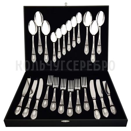 СТОЛОВЫЙ НАБОР ИЗ МЕЛЬХИОРА "ЖАСМИН" (24 ПРЕДМЕТА) – КОЛЬЧУГИНСКИЙ МЕЛЬХИОР