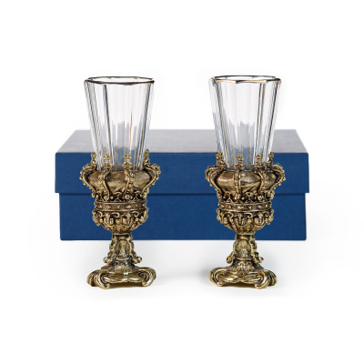 ЛАФИТНИК ДЛЯ ВОДКИ "КОРОНА РОССИЙСКОЙ ИМПЕРИИ" ЛАТУННЫЙ 2 ШТ