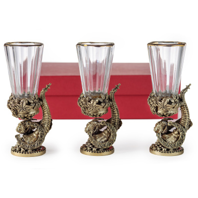 ЛАФИТНИК ДЛЯ ВОДКИ "РОГ ИЗОБИЛИЯ" ЛАТУННЫЙ 3 ШТ