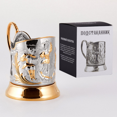 ПОДСТАКАННИК "РУССКИЕ ПЛЯСКИ" НИКЕЛИРОВАННЫЙ Ч/П – КОЛЬЧУГИНСКИЙ МЕЛЬХИОР