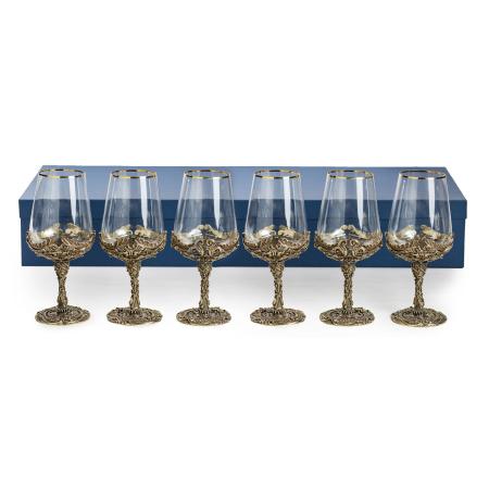 БОКАЛЫ ДЛЯ ВИНА "РОЯЛ" ЛАТУННЫЙ 6 ШТ