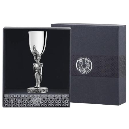 РЮМКА "СОЛДАТИК" ПОСЕРЕБРЕННАЯ С ЧЕРНЕНИЕМ (1 ШТУКА) – КОЛЬЧУГИНСКИЙ МЕЛЬХИОР