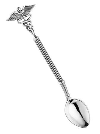 СЕРЕБРЯНАЯ КОФЕЙНАЯ ЛОЖКА "КАДУЦЕЙ" – АЛЬТМАСТЕР