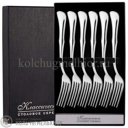 СЕРЕБРЯНЫЙ ДЕСЕРТНЫЙ НАБОР "ОКЕАН" №14 (6 ДЕСЕРТНЫХ ВИЛОК) - МСТЕРСКИЙ ЮВЕЛИР