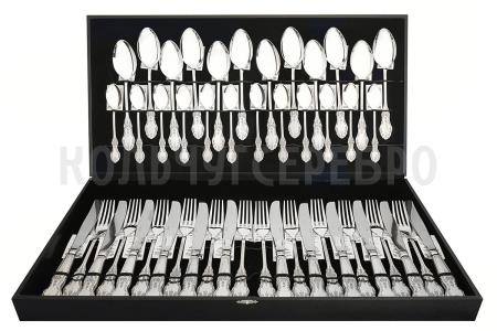 СЕРЕБРЯНЫЙ СТОЛОВЫЙ НАБОР "ЧЕРЕМУХА" (48 ПРЕДМЕТОВ) – МСТЕРСКИЙ ЮВЕЛИР