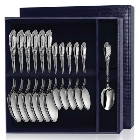 СЕРЕБРЯНЫЙ СТОЛОВЫЙ НАБОР "ПРЕСТИЖ" (6 СТОЛОВЫХ, 6 ЧАЙНЫХ) – АРГЕНТА