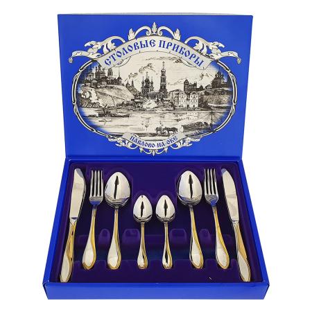 СТОЛОВЫЙ НАБОР ИЗ НЕРЖАВЕЮЩЕЙ СТАЛИ "ВОЛНА" М9 ЛНТП (24 ПРЕДМЕТА)