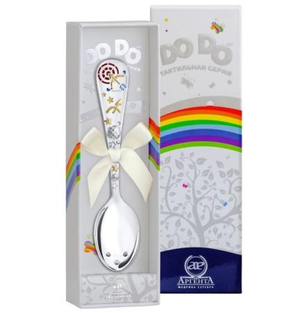 СЕРЕБРЯНАЯ ДЕТСКАЯ ЛОЖКА "ЗОДИАК-СТРЕЛЕЦ" С ПОЗОЛОТОЙ И ЭМАЛЬЮ (ДО-ДО) – АРГЕНТА