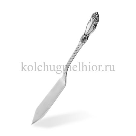 НОЖ РЫБЫ Ц/Ш ИЗ МЕЛЬХИОРА "РОЗА" С ЧЕРНЕНИЕМ – КОЛЬЧУГИНСКИЙ МЕЛЬХИОР