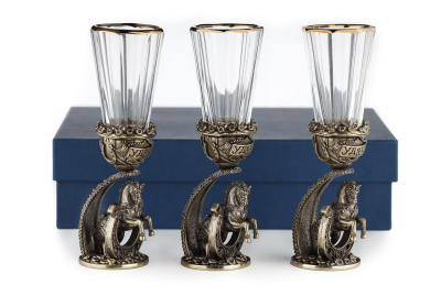 ЛАФИТНИК ДЛЯ ВОДКИ "НА УДАЧУ" ЛАТУННЫЙ 3 ШТ.