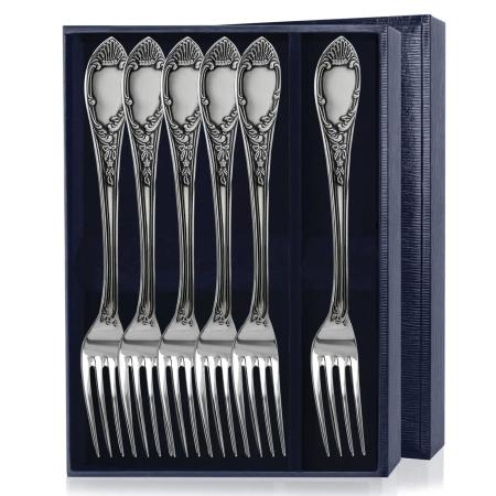 СЕРЕБРЯНЫЙ СТОЛОВЫЙ НАБОР "ПРЕСТИЖ" С ЧЕРНЕНИЕМ (6 СТОЛОВЫХ ВИЛОК) – АРГЕНТА