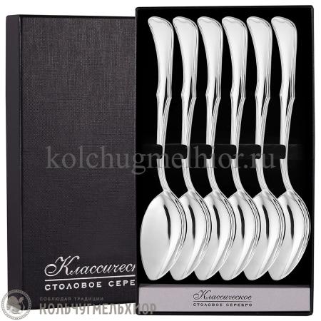 СЕРЕБРЯНЫЙ СТОЛОВЫЙ НАБОР "ОКЕАН" №14 (6 ЛОЖЕК) - МСТЕРСКИЙ ЮВЕЛИР