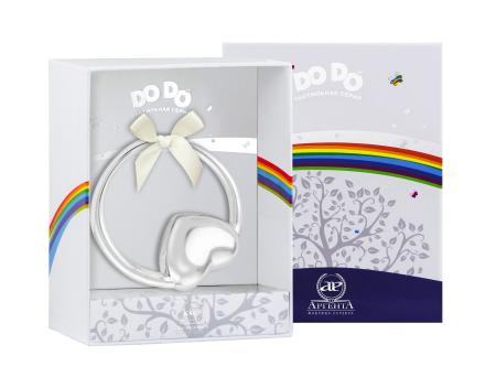 СЕРЕБРЯНАЯ ПОГРЕМУШКА "СЕРДЕЧКО" НА КОЛЬЦЕ (ДО-ДО) – АРГЕНТА