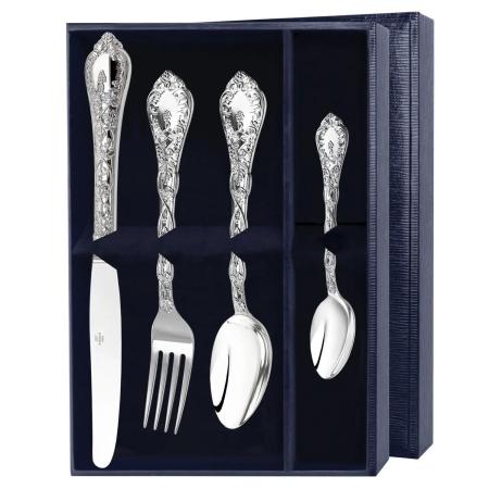 СЕРЕБРЯНЫЙ СТОЛОВЫЙ НАБОР "ВИНОГРАДНАЯ ЛОЗА" (4 ПРЕДМЕТА) – АРГЕНТА