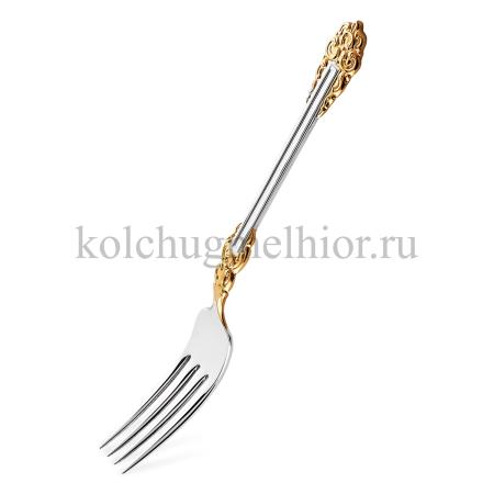 СТОЛОВАЯ ВИЛКА ИЗ МЕЛЬХИОРА "ПРАЗДНИЧНАЯ" С ПОЗОЛОТОЙ – КОЛЬЧУГИНСКИЙ МЕЛЬХИОР