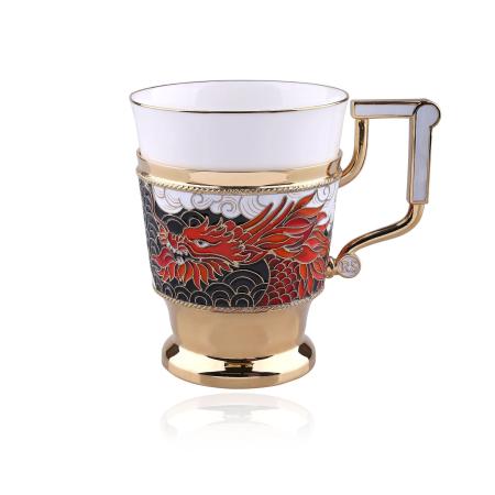 СЕРЕБРЯНАЯ ЧАЙНАЯ ЧАШКА "ДРАКОН" - РУССКИЕ САМОЦВЕТЫ