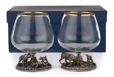 БОКАЛ ДЛЯ КОНЬЯКА "ОХОТА ВОЛК,ЛОСЬ" CLASSIC 