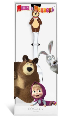 СЕРЕБРЯНАЯ ДЕТСКАЯ ВИЛКА "МАША И МЕДВЕДЬ" С ЭМАЛЬЮ – SOKOLOV