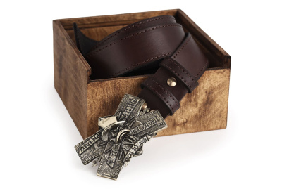 КОЖАНЫЙ РЕМЕНЬ "СКРУДЖ" КОРИЧНЕВЫЙ