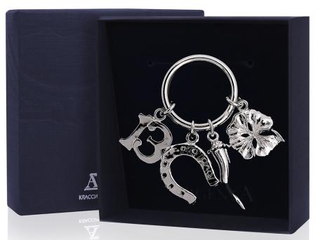 Столовое серебро купить в Москве СЕРЕБРЯНЫЙ БРЕЛОК ДЛЯ КЛЮЧЕЙ "НА СЧАСТЬЕ" – АРГЕНТА