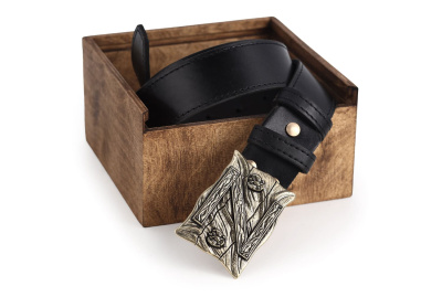 КОЖАНЫЙ РЕМЕНЬ "РОССИЙСКАЯ АРМИЯ Z" ЧЕРНЫЙ