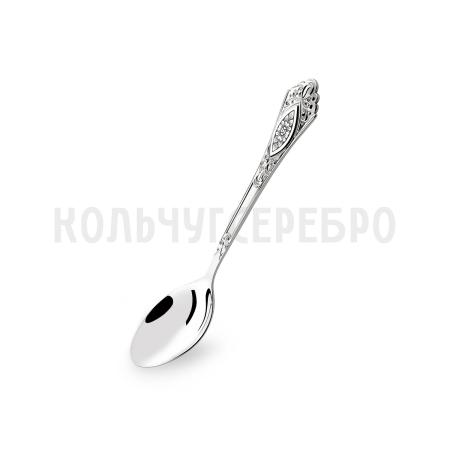 СЕРЕБРЯНАЯ ЧАЙНАЯ ЛОЖКА "РЕЛЬЕФНЫЙ" С ЧЕРНЕНИЕМ  - СЕВЕРНАЯ ЧЕРНЬ