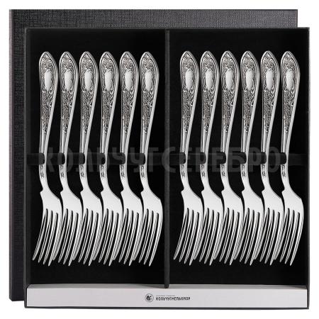 СТОЛОВЫЙ НАБОР ИЗ МЕЛЬХИОРА "ЖАСМИН" (12 ВИЛОК) – КОЛЬЧУГИНСКИЙ МЕЛЬХИОР