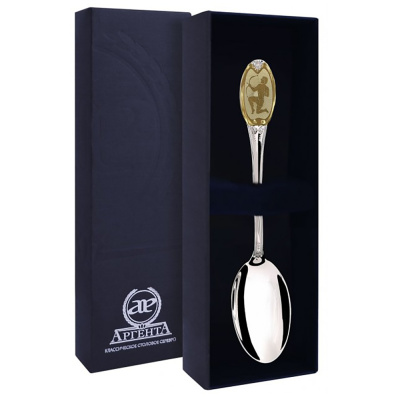 Серебряные столовые приборы купить в Москве СЕРЕБРЯНАЯ ЧАЙНАЯ ЛОЖКА "СТРЕЛЕЦ" С ПОЗОЛОТОЙ – АРГЕНТА