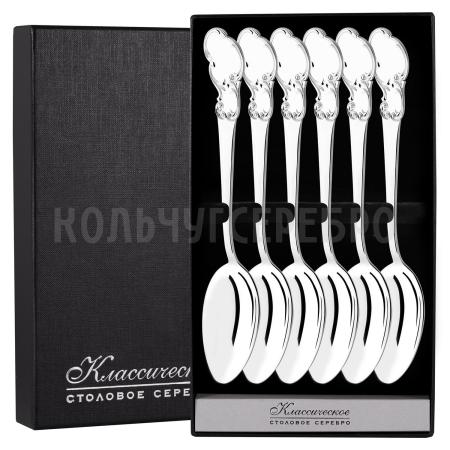СЕРЕБРЯНЫЙ СТОЛОВЫЙ НАБОР "ВЕНЕЦИЯ" (6 СТОЛОВЫХ ЛОЖЕК) - СЕВЕРНАЯ ЧЕРНЬ