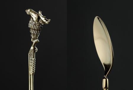 ЛОЖКА ЧАЙНАЯ ЛАТУННАЯ "ОХОТА ТРОФЕЙНАЯ (ЛОСЬ)" 