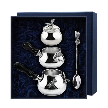 СЕРЕБРЯНЫЙ НАБОР ДЛЯ КОФЕ "СТРЕКОЗА" (4 ПРЕДМЕТА) – АРГЕНТА