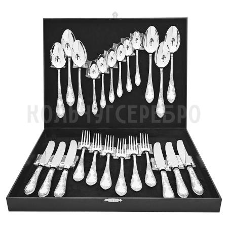 СЕРЕБРЯНЫЙ СТОЛОВЫЙ НАБОР "ПОСОЛЬСКИЙ" М-18 (24 ПРЕДМЕТА) – ПАВЛОВСКИЙ ЗАВОД