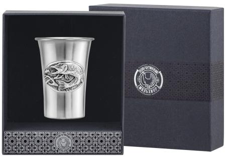 СТОПКА "ЩУКА" ПОСЕРЕБРЕННАЯ С ЧЕРНЕНИЕМ (1 ШТУКА) – КОЛЬЧУГИНСКИЙ МЕЛЬХИОР