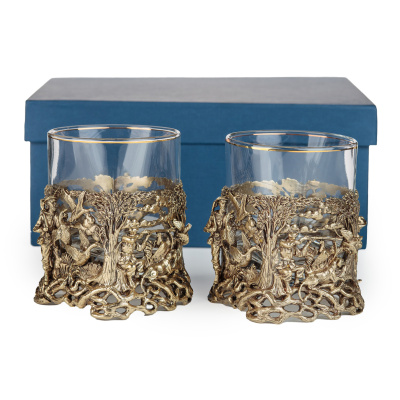 СТАКАН ДЛЯ ВИСКИ "ОХОТА" ЛАТУННЫЙ 2 ШТ