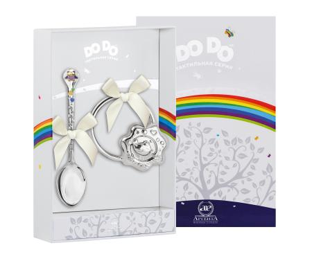 ДЕТСКИЙ НАБОР: ЛОЖКА И ПОГРЕМУШКА ДО-ДО "СОВЁНОК" – АРГЕНТА