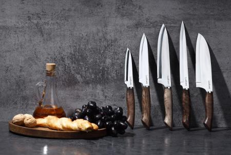 НАБОР НОЖЕЙ "ИТАЛОНИ" 5 ШТ (ОВОЩНОЙ, СРЕДНИЙ, ШЕФ, САНТОКУ, СЛАЙСЕР)