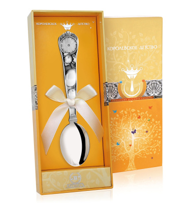 СЕРЕБРЯНАЯ ДЕТСКАЯ ЛОЖКА "КУКЛА" С ЧЕРНЕНИЕМ – АРГЕНТА