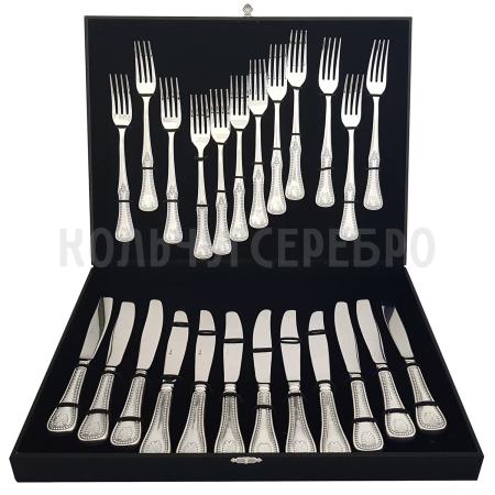 СТОЛОВЫЙ НАБОР ИЗ МЕЛЬХИОРА "№11" С ЧЕРНЕНИЕМ (12 ВИЛОК, 12 НОЖЕЙ) – МСТЕРСКИЙ ЮВЕЛИР