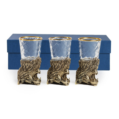 ЧАРКА "ЛЕВ" ЛАТУННАЯ (СТОПКА ПЕРЕВЁРТЫШ) 3 ШТ