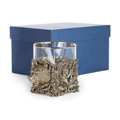 СТАКАН ДЛЯ ВИСКИ "РУССКИЙ ЛЕС - МЕДВЕДЬ" ЛАТУННЫЙ