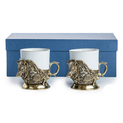 ЛАТУННАЯ КОФЕЙНАЯ ЧАШКА "КАБАН" ТРОФЕЙНЫЙ 2 ШТ