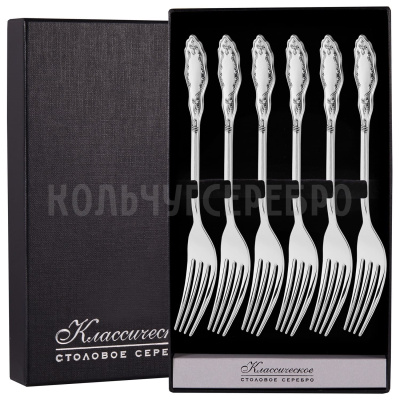 СЕРЕБРЯНЫЙ ДЕСЕРТНЫЙ НАБОР "ВОСТОК" №12 (6 ДЕСЕРТНЫХ ВИЛОК) - МСТЕРСКИЙ ЮВЕЛИР